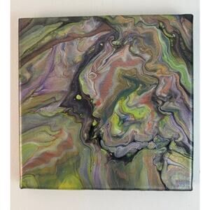 Original Amazing "The Beast" Abstract Acrylic Art Painting on Canvas 8" X 8"